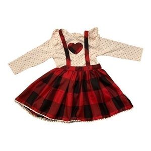 Phippa & Julie red white plaid dress with embroidered heart